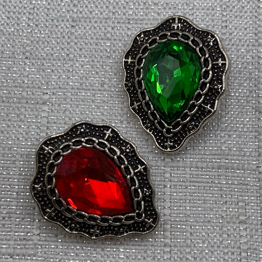 Red  Green Snap Button Charms  Set Of 2  18mm20mm Charms